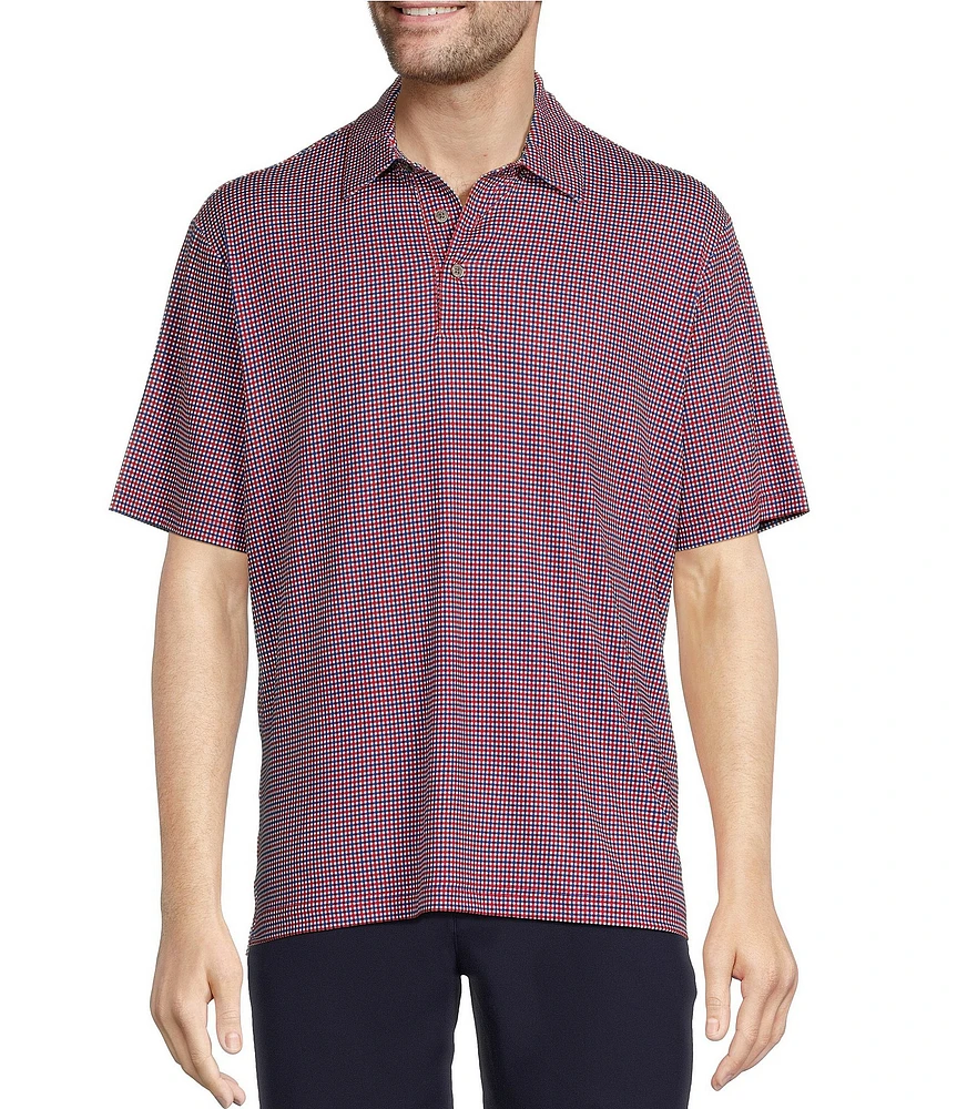 Roundtree & Yorke Performance Short Sleeve Plaid Polo Shirt