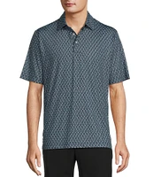Roundtree & Yorke Performance Short Sleeve Racquet Print Polo Shirt