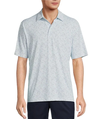 Roundtree & Yorke Performance Short Sleeve Shark Print Polo Shirt