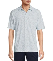 Roundtree & Yorke Performance Short Sleeve Shark Print Polo Shirt