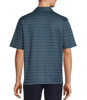 Roundtree & Yorke Performance Short Sleeve Stripe Jacquard Polo Shirt