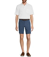 Roundtree & Yorke Performance Straight Fit Flat Front 9#double; Leaf Printed Shorts
