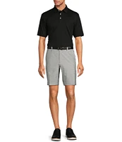 Roundtree & Yorke Performance Straight Fit Flat Front Horizontal Textured 9#double; Inseam Shorts