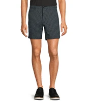 Roundtree & Yorke Performance Stretch Fabric Straight Fit Flat Front 7#double; Geo Printed Shorts