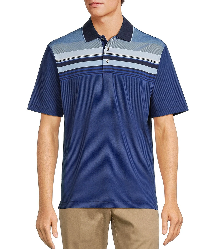 Roundtree & Yorke Performance The Fairway Short Sleeve Placed Chest Stripe Polo Shirt