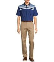 Roundtree & Yorke Performance The Fairway Short Sleeve Placed Chest Stripe Polo Shirt