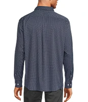 Roundtree & Yorke Performance The Traveler Long Sleeve Diamond Print Twill Sport Shirt