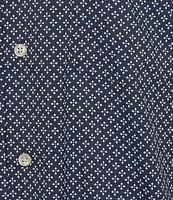 Roundtree & Yorke Performance The Traveler Long Sleeve Diamond Print Twill Sport Shirt