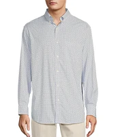 Roundtree & Yorke Performance The Traveler Long Sleeve Diamond Print Twill Sport Shirt