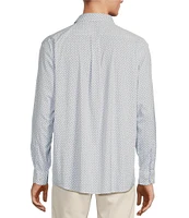 Roundtree & Yorke Performance The Traveler Long Sleeve Diamond Print Twill Sport Shirt