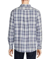 Roundtree & Yorke Performance The Traveler Long Sleeve Large Plaid Chambray Sport Shirt