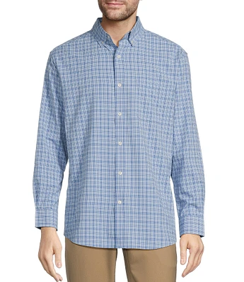 Roundtree & Yorke Performance The Traveler Long Sleeve Medium Plaid Sport Shirt