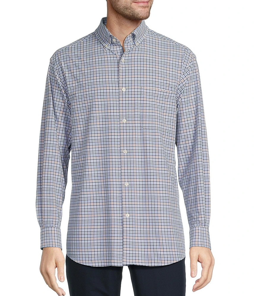 Roundtree & Yorke Performance The Traveler Long Sleeve Plaid Stretch Twill Sport Shirt