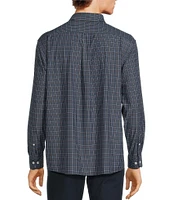 Roundtree & Yorke Performance The Traveler Long Sleeve Small Windowpane Stretch Twill Sport Shirt