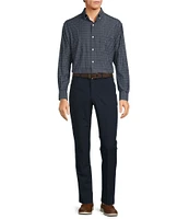 Roundtree & Yorke Performance The Traveler Long Sleeve Small Windowpane Stretch Twill Sport Shirt