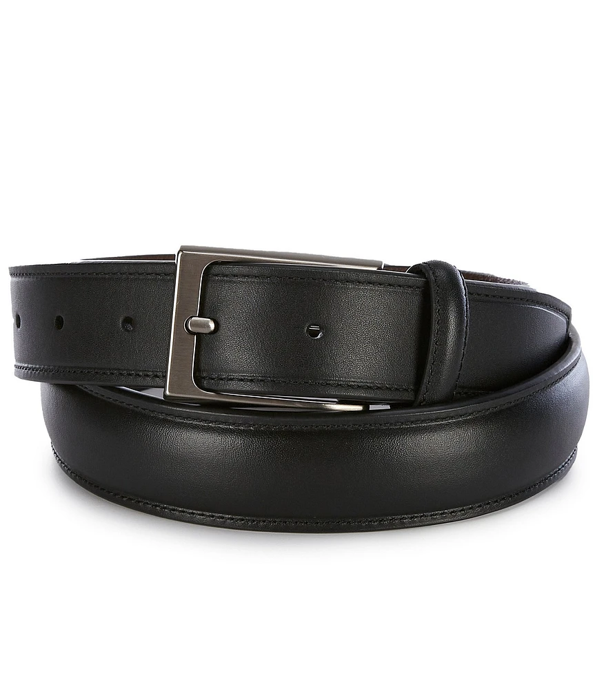 Roundtree & Yorke Puffy Strap Leather Dress Belt