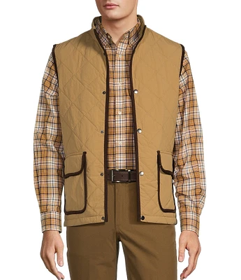 Roundtree & Yorke Quilted Corduroy Trim Solid Vest