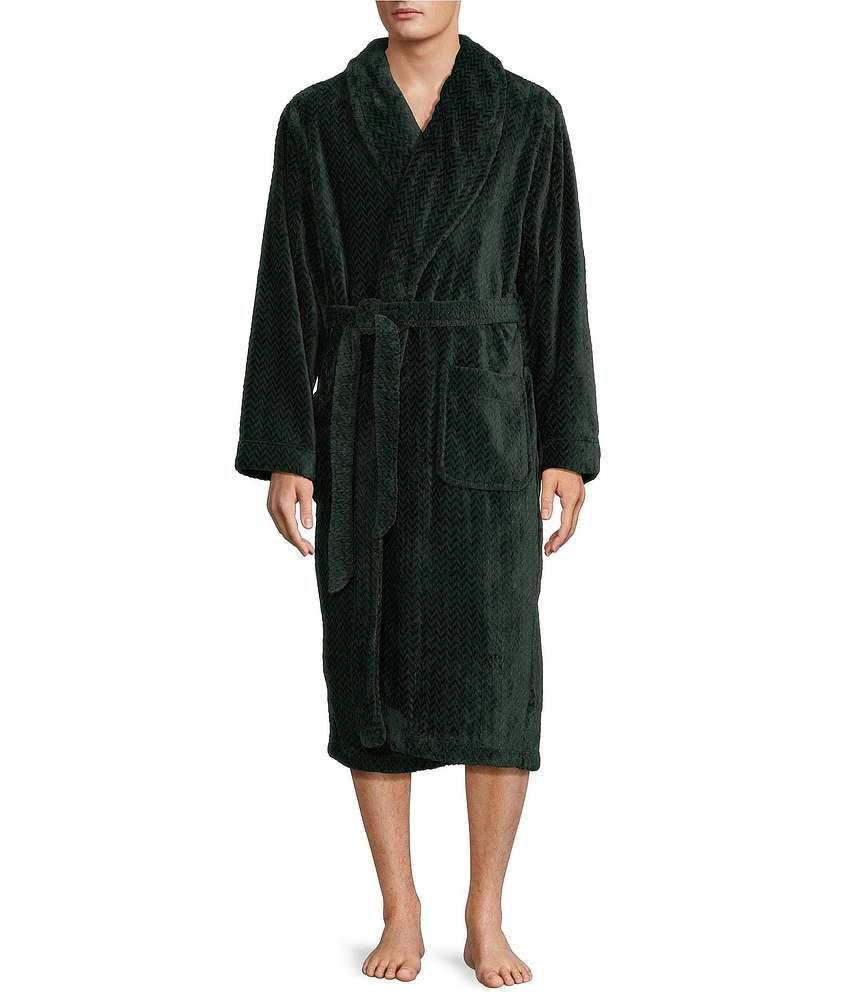 Roundtree & Yorke Robe Long Sleeve Solid Plush Robe