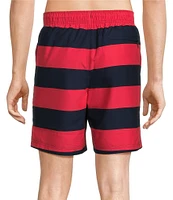 Roundtree & Yorke Rugby Stripe 8#double; Inseam Swim Trunks