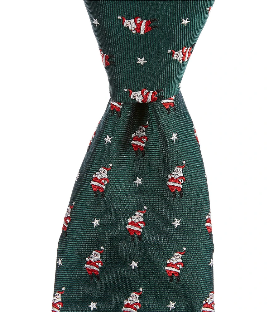 Roundtree & Yorke Santa Stars 3 1/8#double; Woven Silk Tie