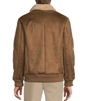 Roundtree & Yorke Sherpa Collar Faux Leather Bomber Jacket