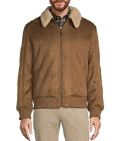 Roundtree & Yorke Sherpa Collar Faux Leather Bomber Jacket