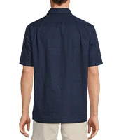 Roundtree & Yorke Short Sleeve Bandana Jacquard Print Shirt