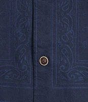 Roundtree & Yorke Short Sleeve Bandana Jacquard Print Shirt