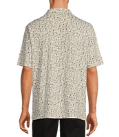 Roundtree & Yorke Short Sleeve Conversational Desert Cactus Print Slub Polo Shirt