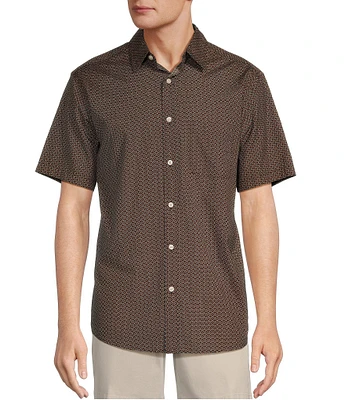 Roundtree & Yorke Short Sleeve Geo Print Poplin Sport Shirt