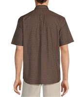 Roundtree & Yorke Short Sleeve Geo Print Poplin Sport Shirt