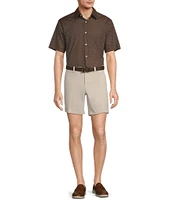 Roundtree & Yorke Short Sleeve Geo Print Poplin Sport Shirt