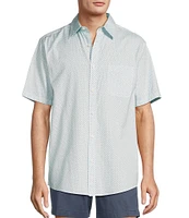 Roundtree & Yorke Short Sleeve Geo Print Poplin Sport Shirt