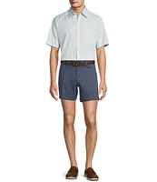 Roundtree & Yorke Short Sleeve Geo Print Poplin Sport Shirt