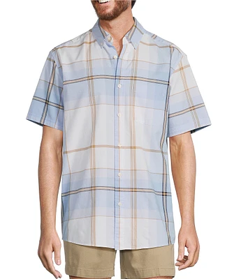 Roundtree & Yorke Short Sleeve Plaid Oxford Sport Shirt