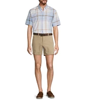 Roundtree & Yorke Short Sleeve Plaid Oxford Sport Shirt