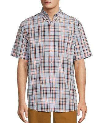 Roundtree & Yorke Short Sleeve Large Plaid Poplin Sport Shirt