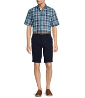 Roundtree & Yorke Short Sleeve Large Plaid Poplin Sport Shirt