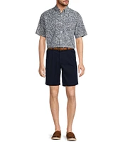 Roundtree & Yorke Short Sleeve Leaf Print Seersucker Sport Shirt