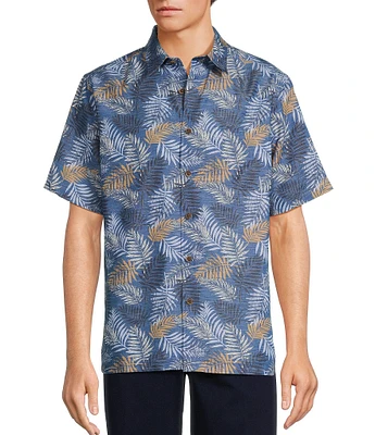 Roundtree & Yorke Short Sleeve Leaf Print Sport Shirt