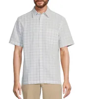 Roundtree & Yorke Short Sleeve Medium Plaid Jacquard Sport Shirt