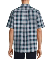 Roundtree & Yorke Short Sleeve Plaid Oxford Sport Shirt