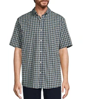 Roundtree & Yorke Short Sleeve Mini Multi-Plaid Poplin Sport Shirt