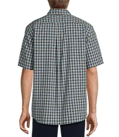 Roundtree & Yorke Short Sleeve Mini Multi-Plaid Poplin Sport Shirt