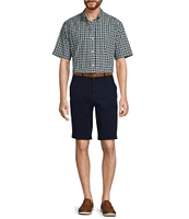 Roundtree & Yorke Short Sleeve Mini Multi-Plaid Poplin Sport Shirt