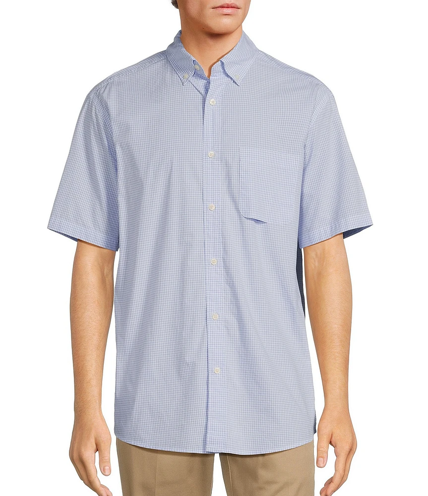 Roundtree & Yorke Short Sleeve Mini Check Poplin Sport Shirt