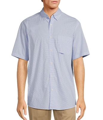 Roundtree & Yorke Short Sleeve Mini Check Poplin Sport Shirt