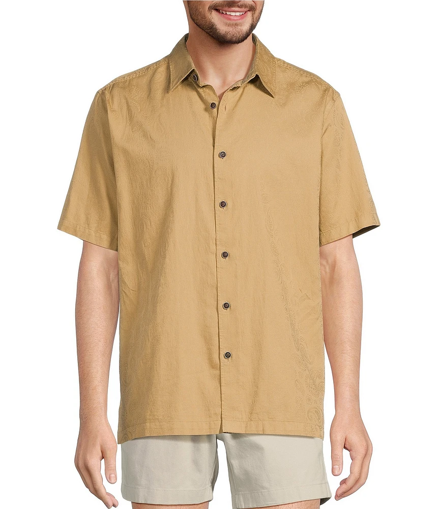 Roundtree & Yorke Short Sleeve Paisley Jacquard Sport Shirt