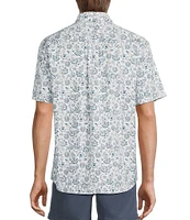 Roundtree & Yorke Short Sleeve Paisley Print Oxford Sport Shirt