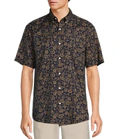Roundtree & Yorke Short Sleeve Paisley Print Oxford Sport Shirt